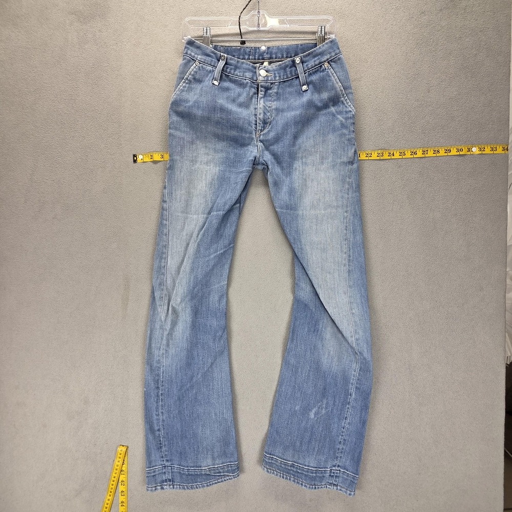 VTG Levis Engineered Jeans Womens Blue Twisted Zip Fly Altered Hem Fits 26x30